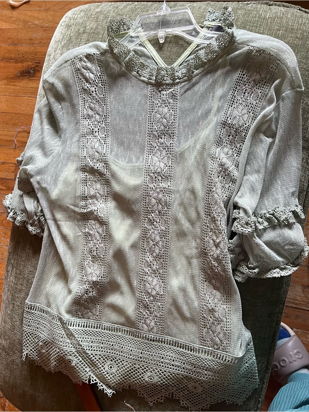 ANTHROPOLOGIE: Celadon Lace Top